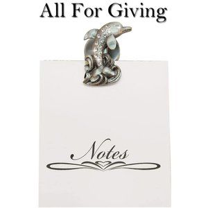 Dolphin Memo Note Pad Magnetic Clip Czech Stones NWT All For Giving